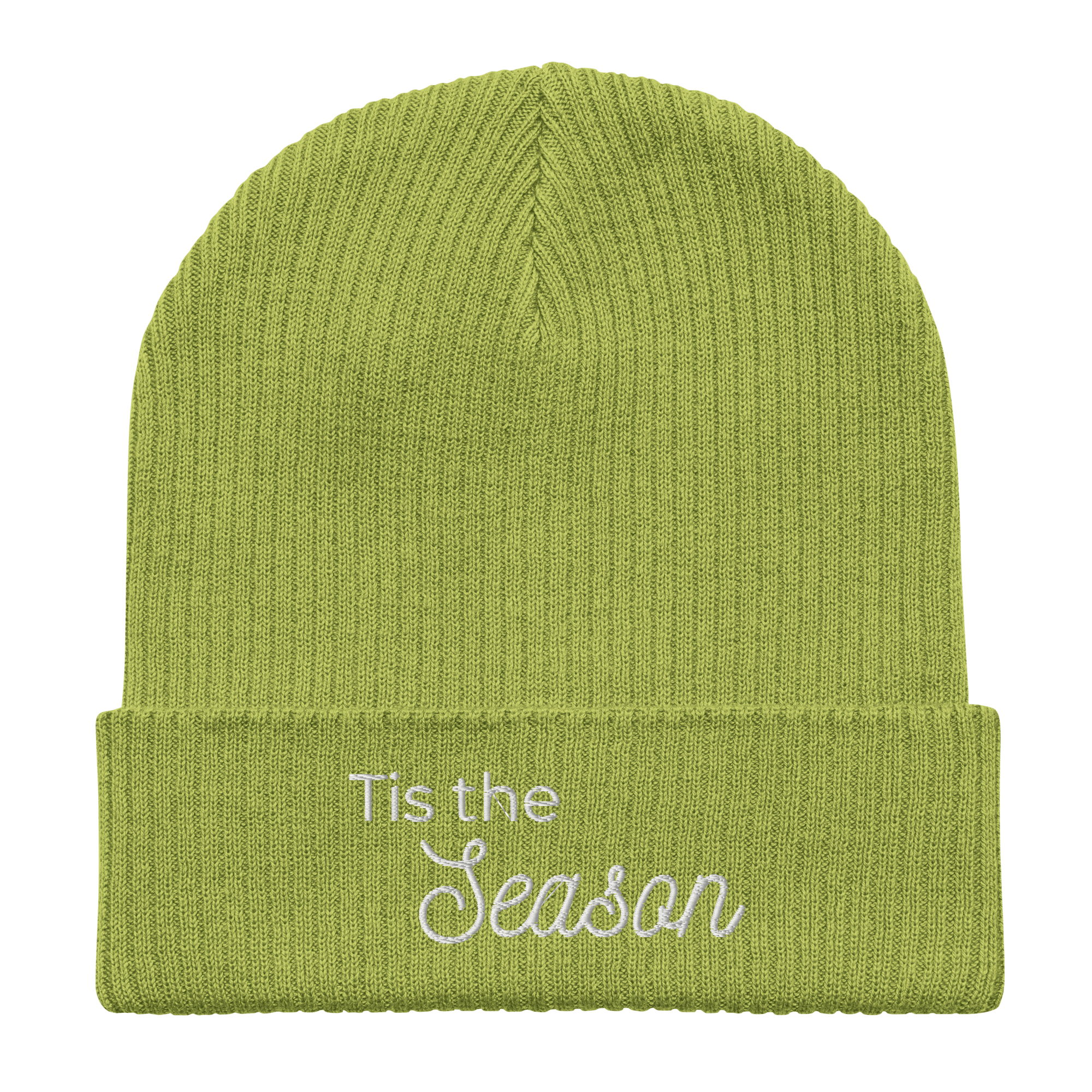 Embroidered Tis the Season | Organic Cotton Ribbed Beanie - Heartland Stitch