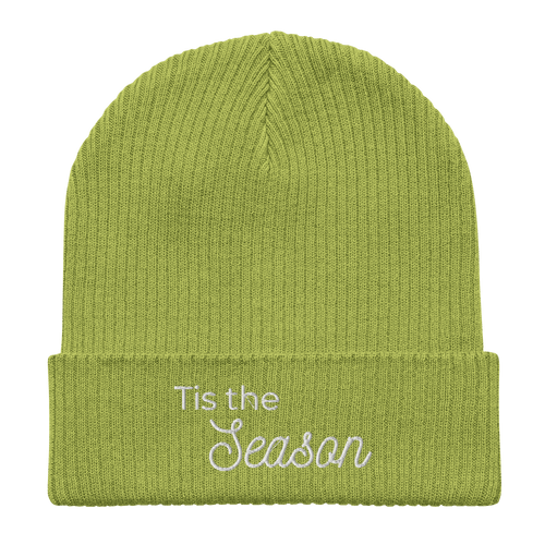 Embroidered Tis the Season | Organic Cotton Ribbed Beanie - Heartland Stitch