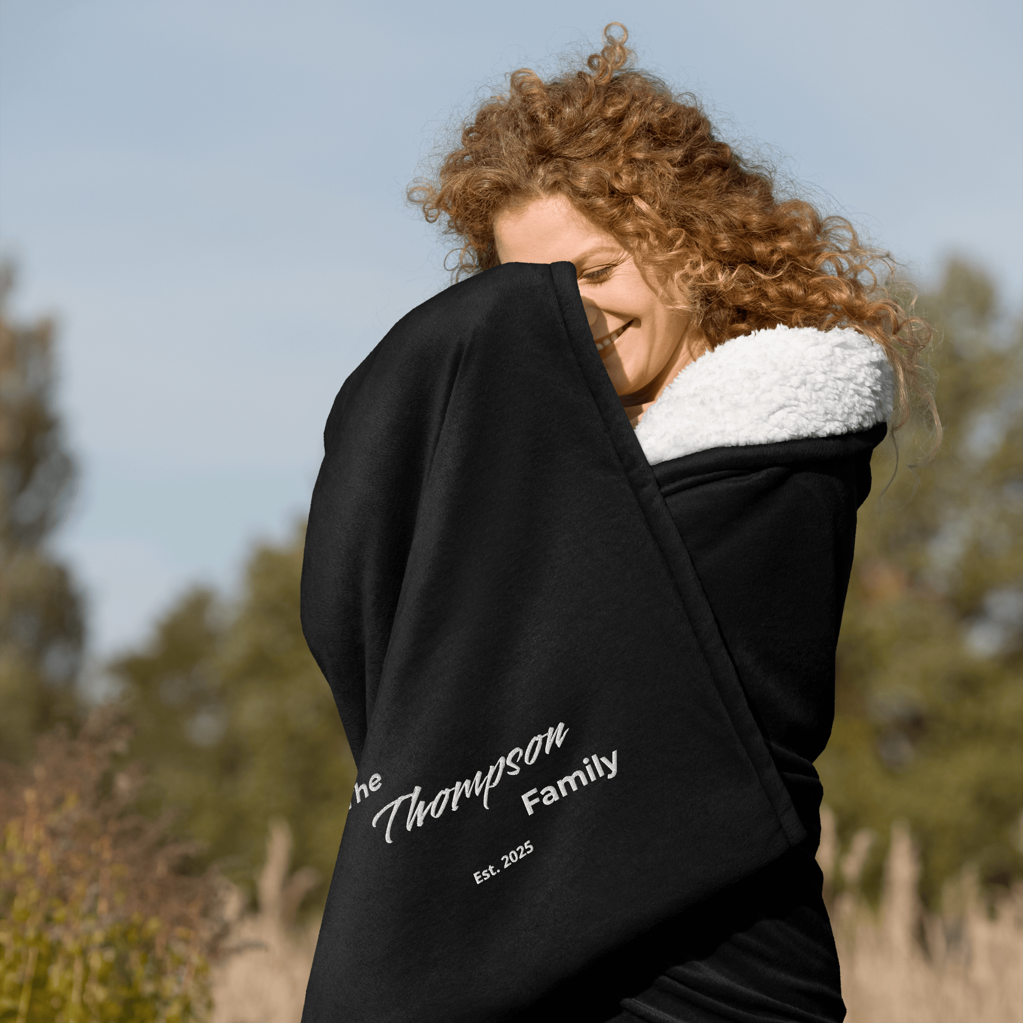Fully Customizable Embroidered Sherpa Blanket | Personalized Family Name Luxury Gift - Heartland Stitch