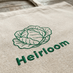 Heirloom Cabbage Embroidered Tote - Organic Cotton Market Bag - Heartland Stitch