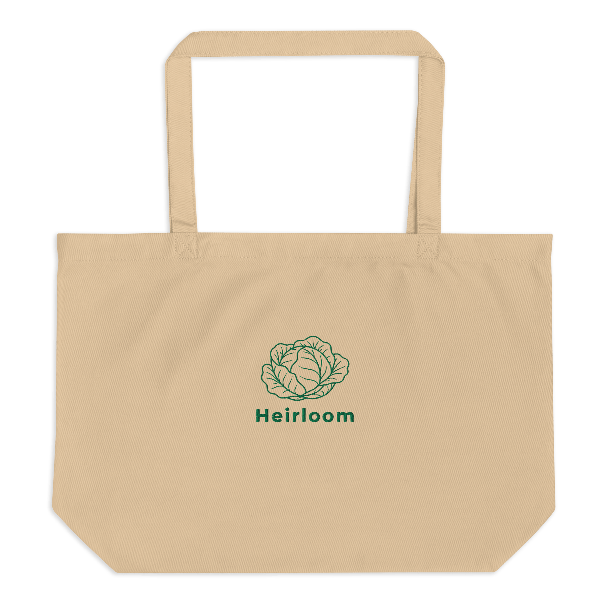 Heirloom Cabbage Embroidered Tote - Organic Cotton Market Bag - Heartland Stitch