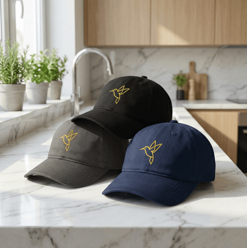 Hummingbird Outline Organic Dad Hat - Heartland Stitch