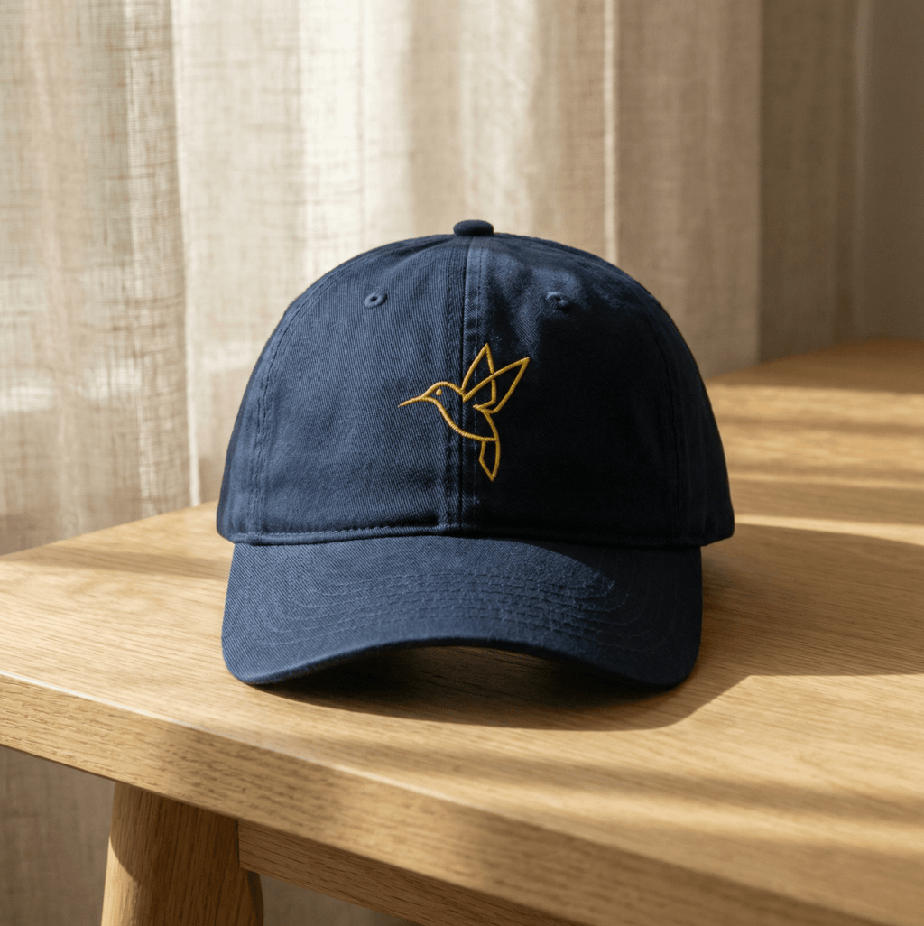 Hummingbird Outline Organic Dad Hat - Heartland Stitch