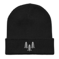 Organic Cotton Beanie | Embroidered Pine Tree Trio | Sustainable Winter Hat - Heartland Stitch