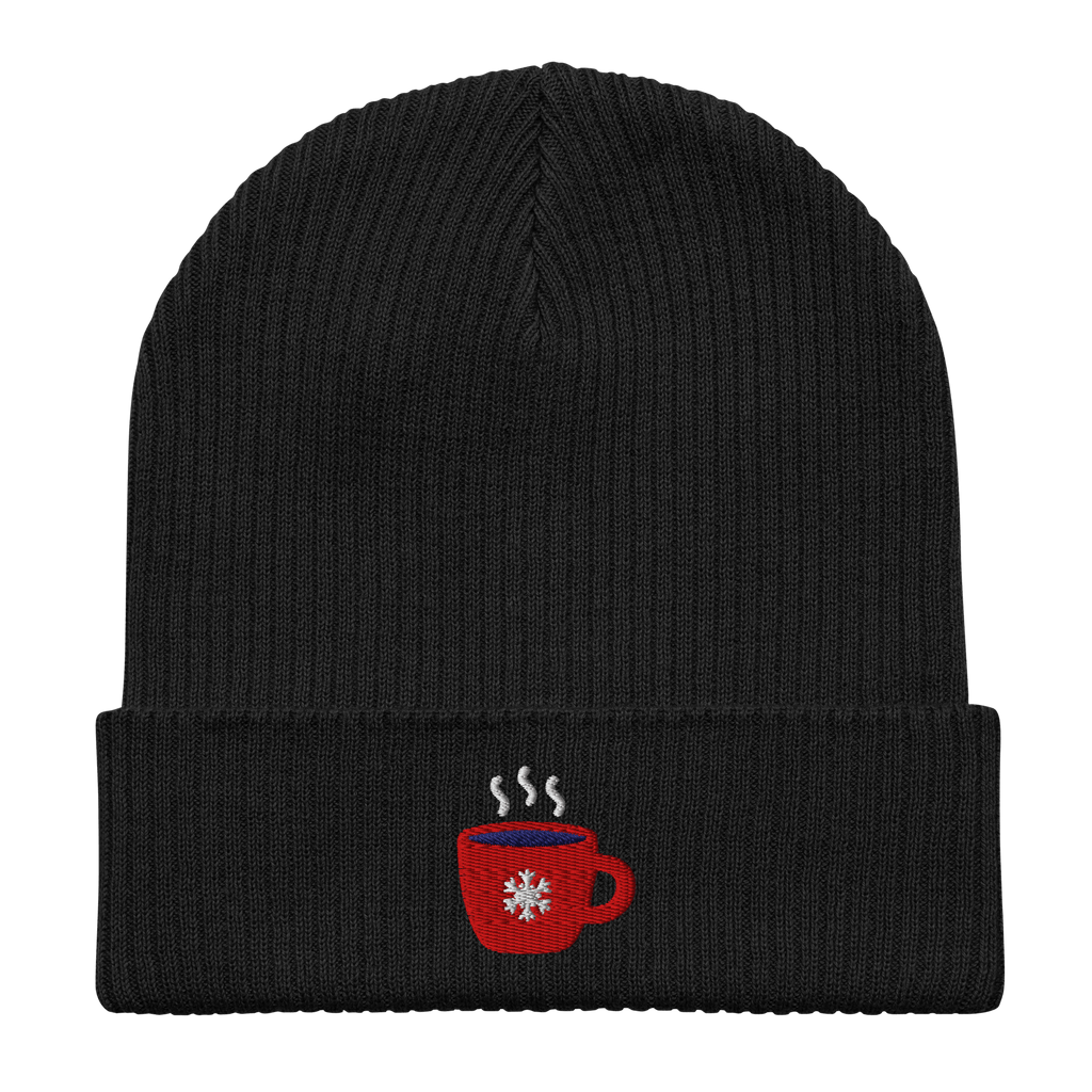 Organic Cotton Beanie | Embroidered Winter Coffee Mug Hat | Cozy Holiday Gift - Heartland Stitch