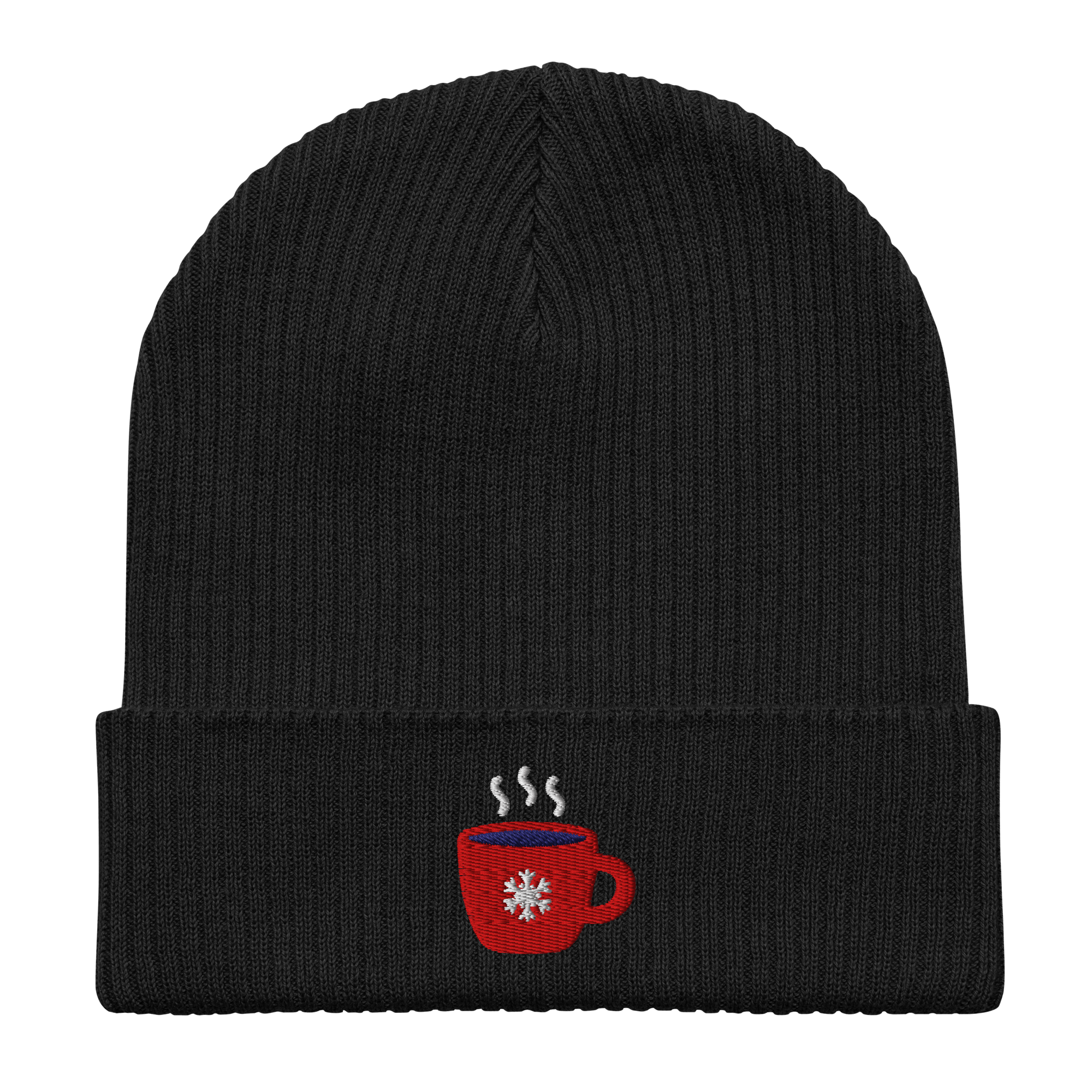 Organic Cotton Beanie | Embroidered Winter Coffee Mug Hat | Cozy Holiday Gift - Heartland Stitch