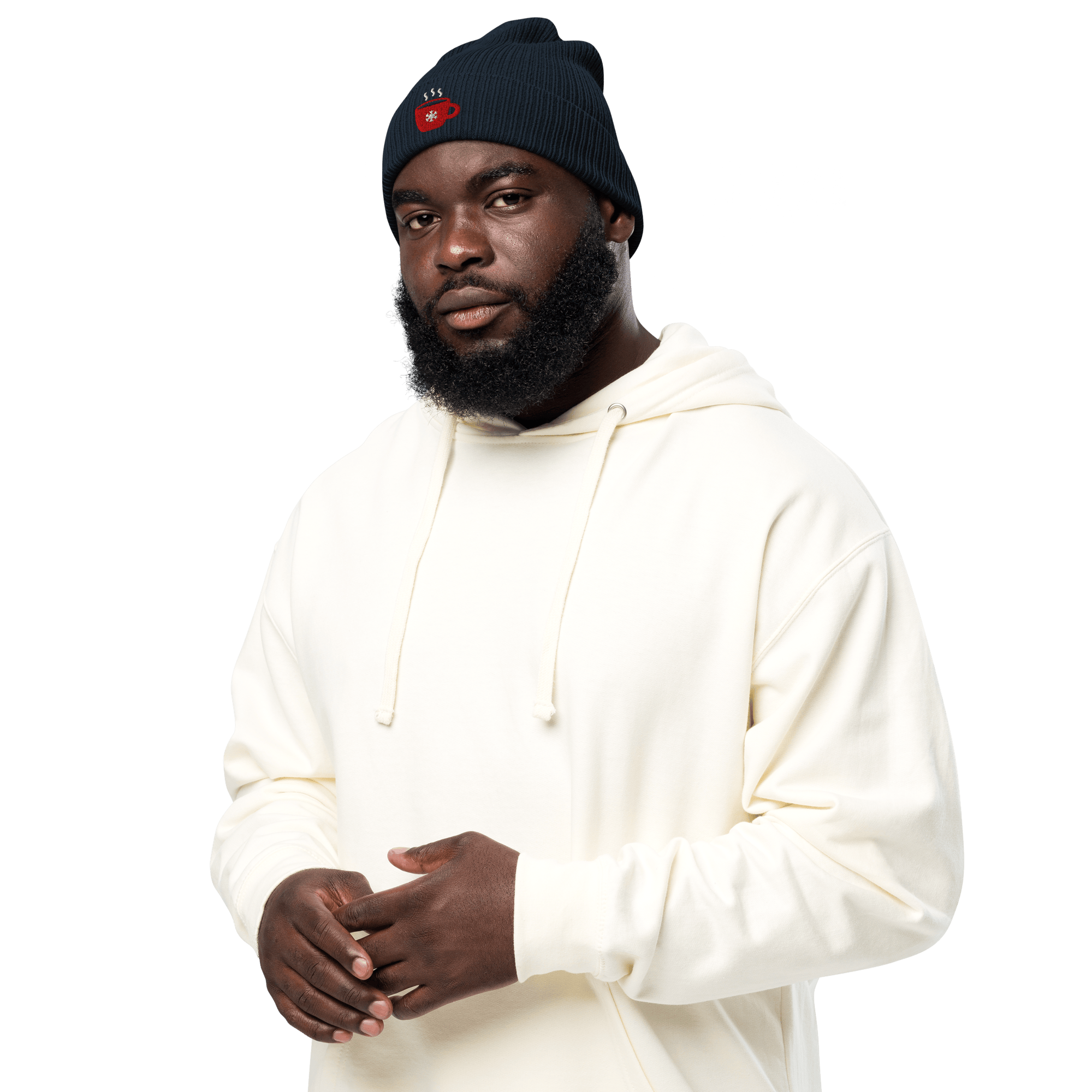 Organic Cotton Beanie | Embroidered Winter Coffee Mug Hat | Cozy Holiday Gift - Heartland Stitch