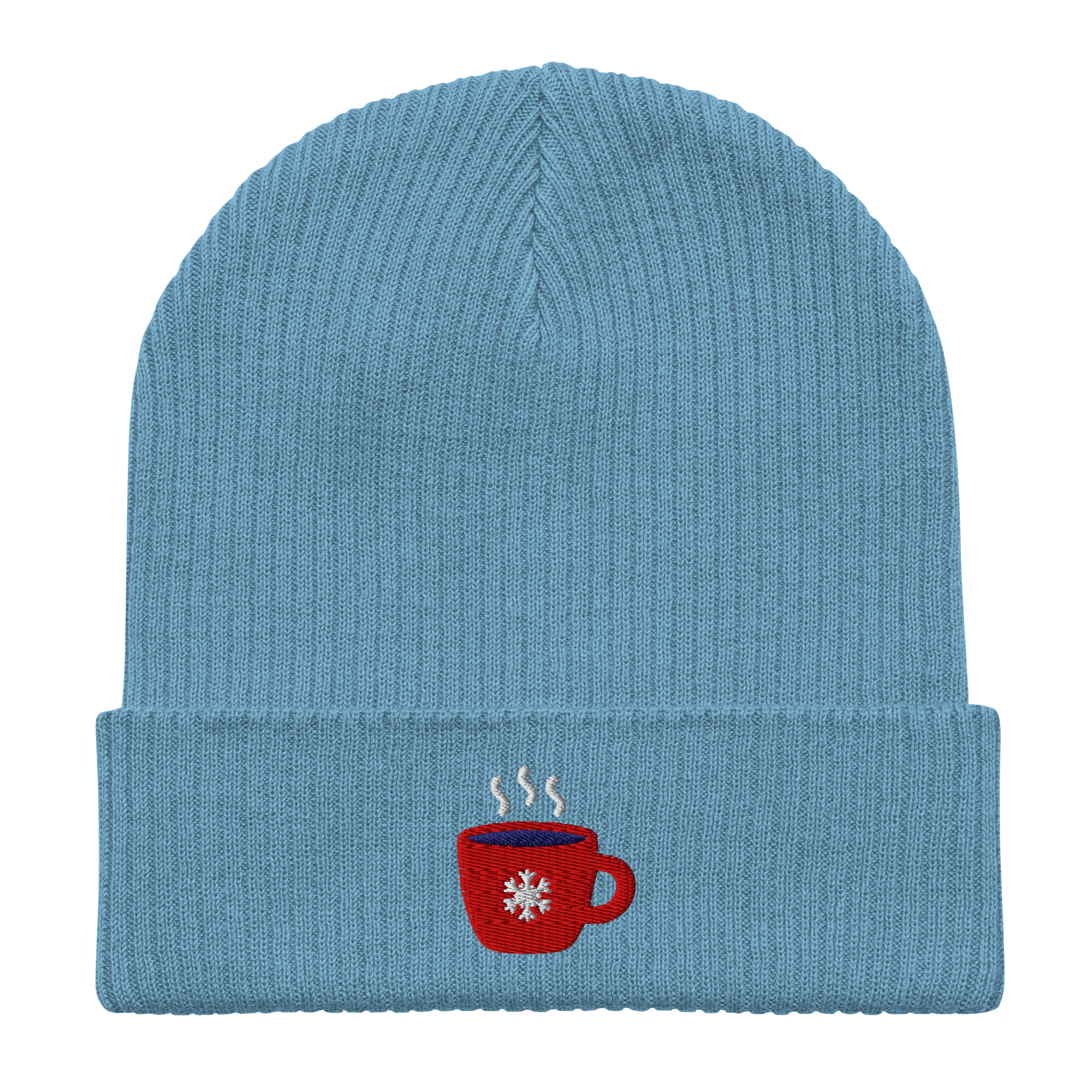 Organic Cotton Beanie | Embroidered Winter Coffee Mug Hat | Cozy Holiday Gift - Heartland Stitch