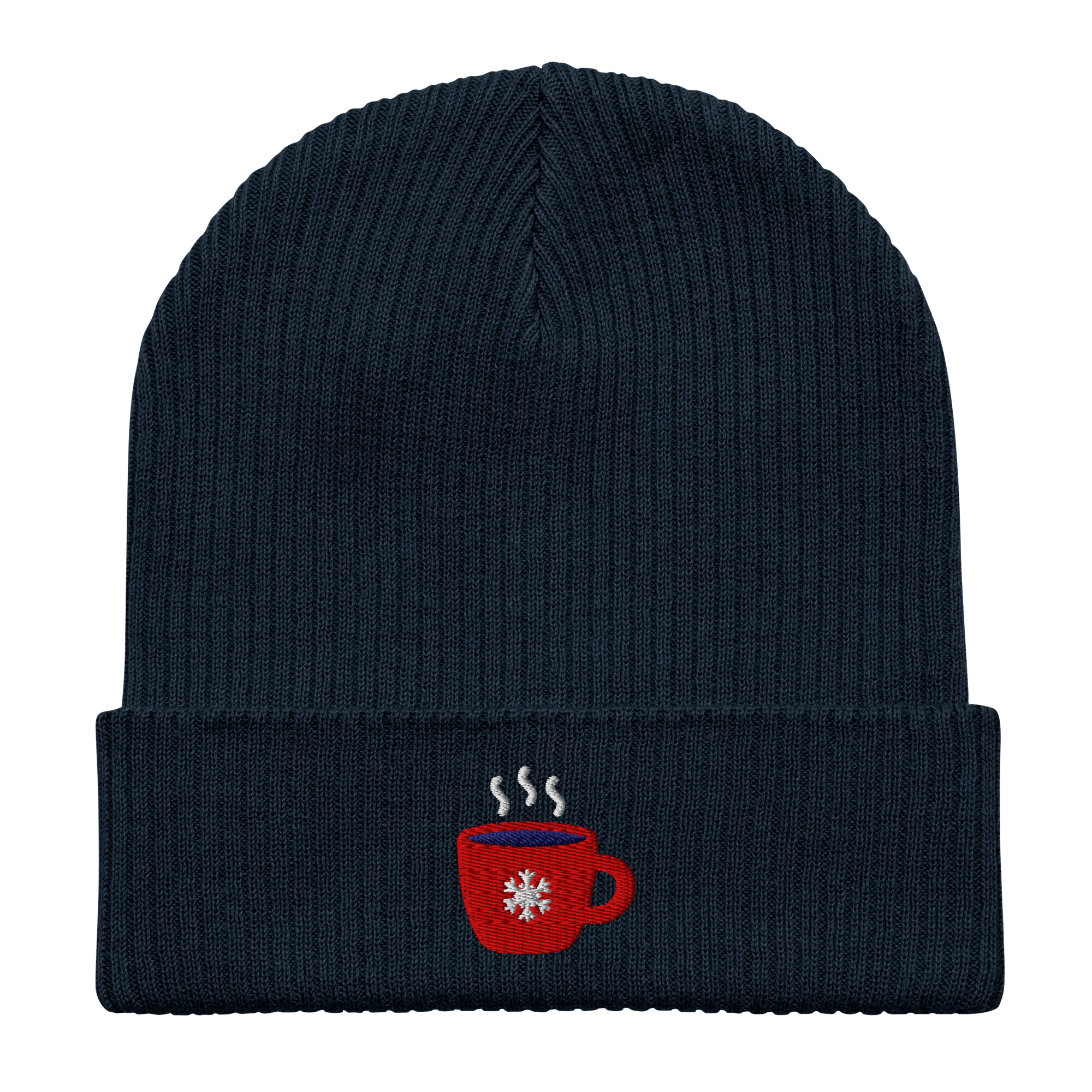 Organic Cotton Beanie | Embroidered Winter Coffee Mug Hat | Cozy Holiday Gift - Heartland Stitch