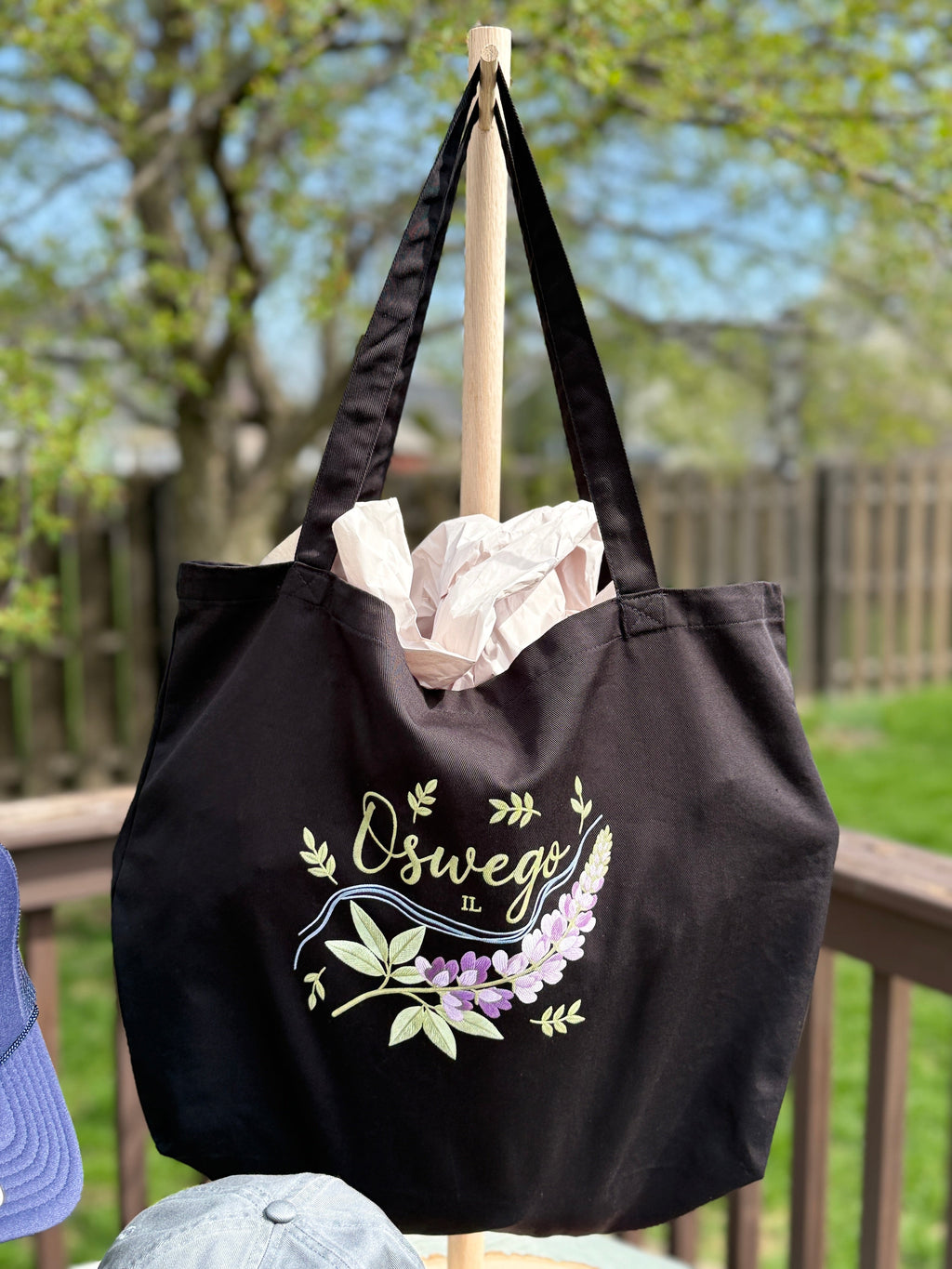 Oswego IL Floral Eco - Tote Bag - Heartland Stitch