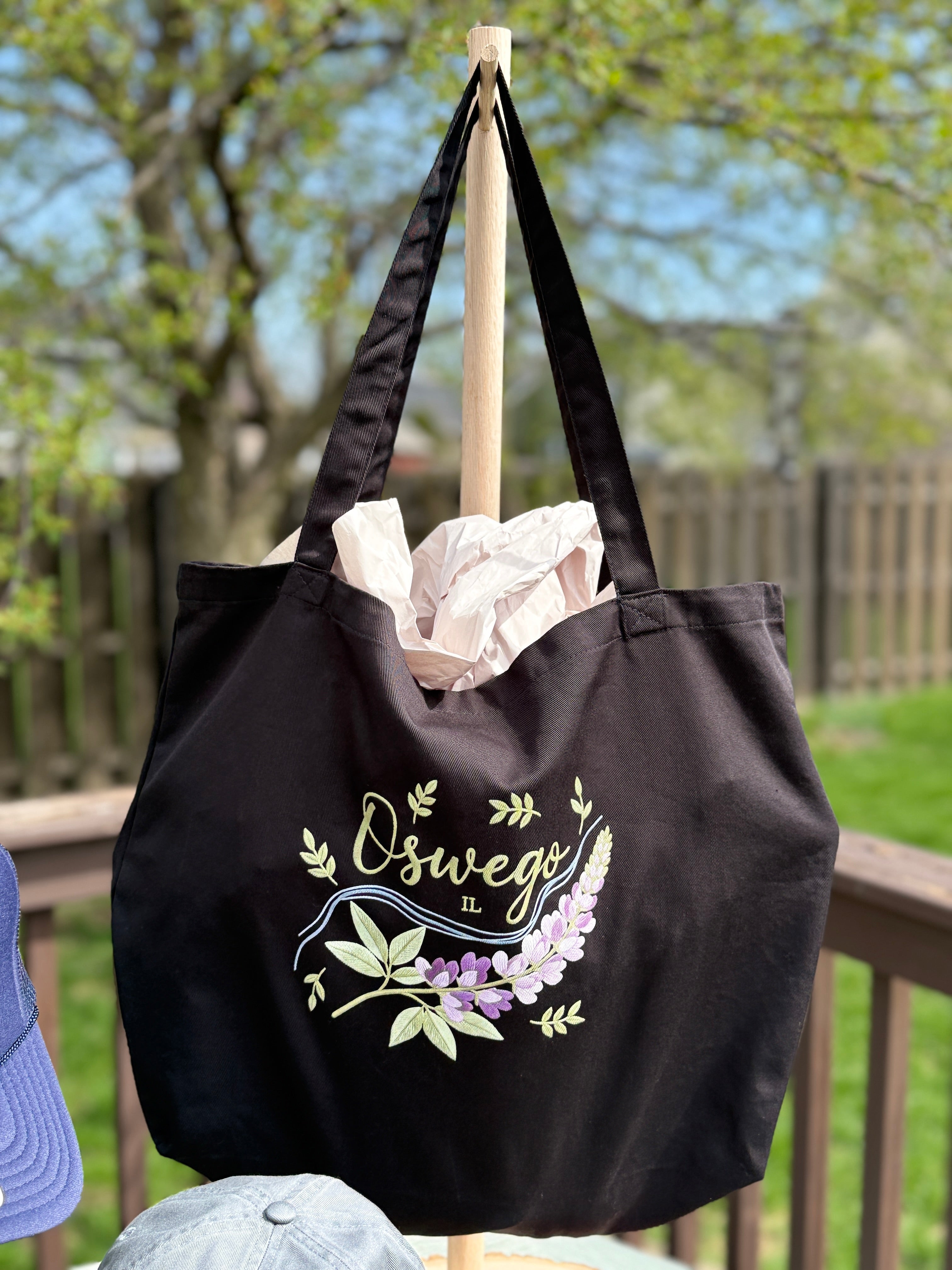 Oswego IL Floral Eco - Tote Bag - Heartland Stitch