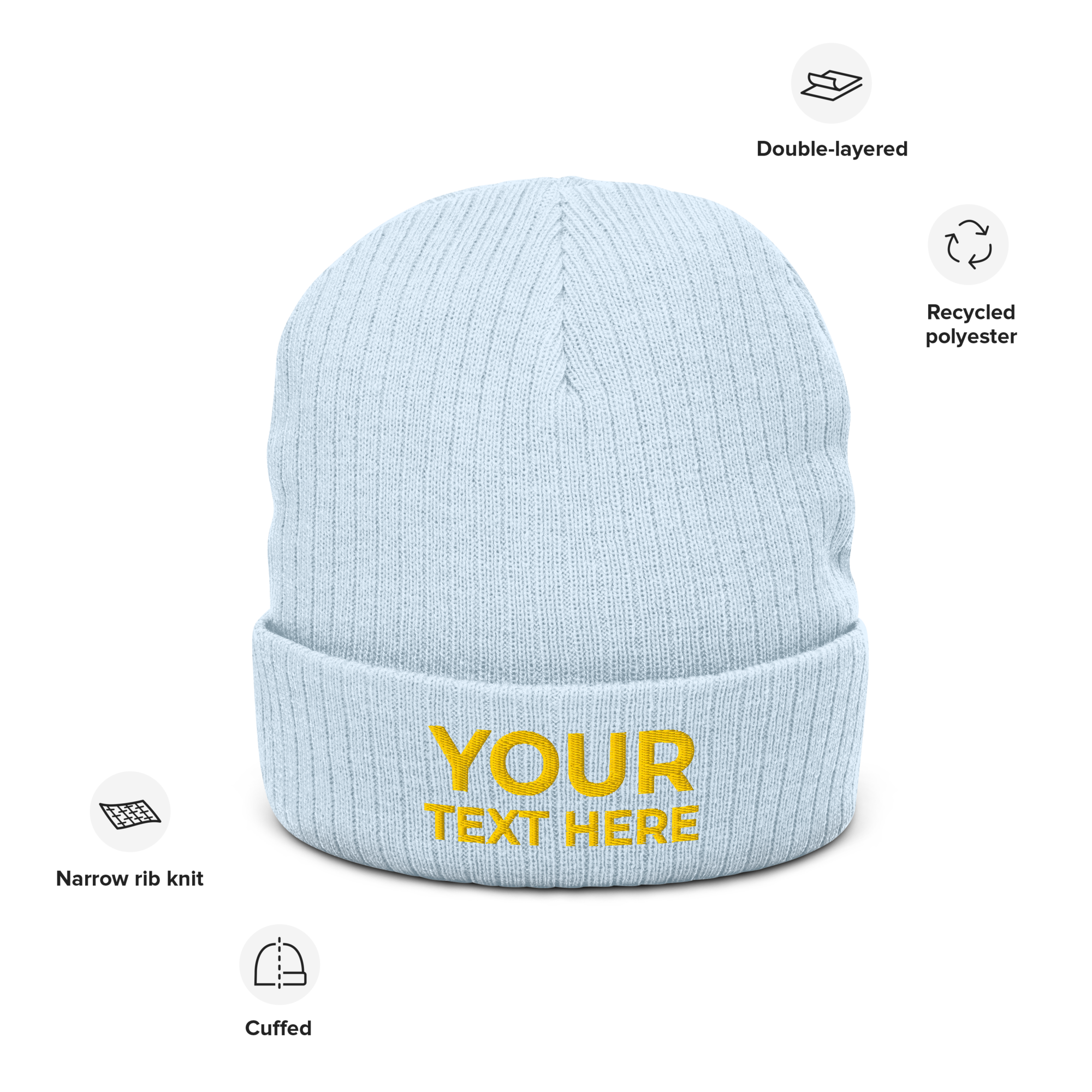 Custom Embroidered Ribbed Knit Beanie