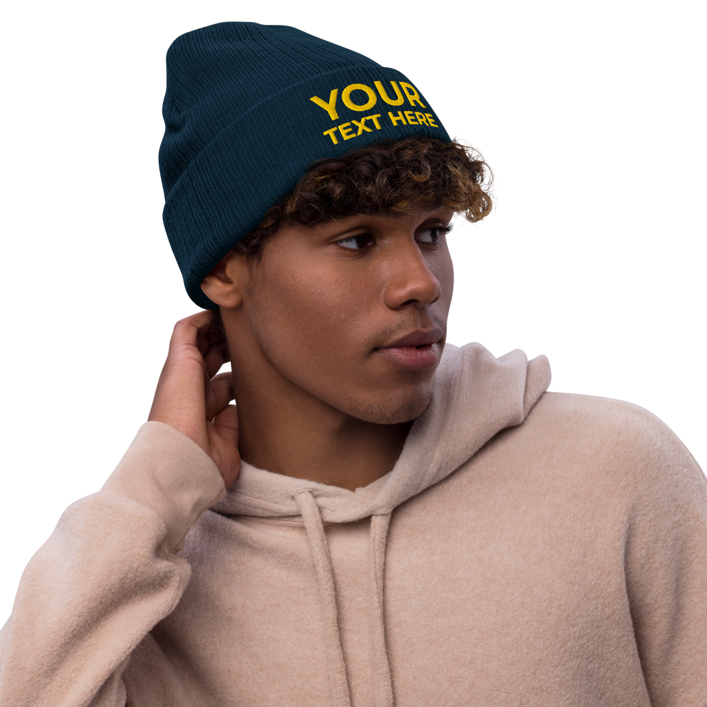 Custom Embroidered Ribbed Knit Beanie