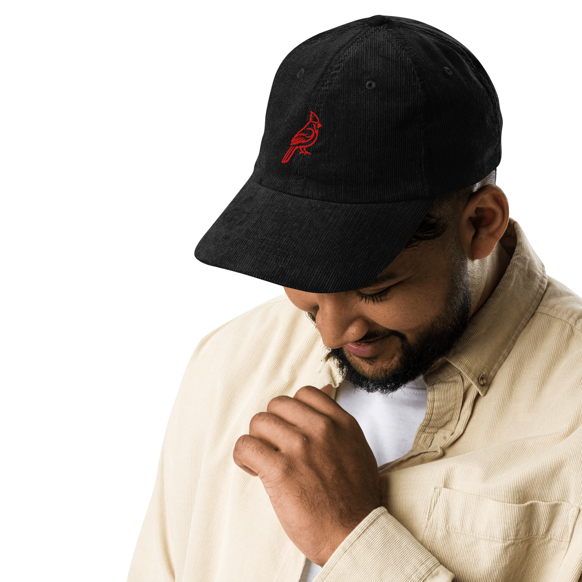 Vintage Cardinal Outline Corduroy Hat - Heartland Stitch