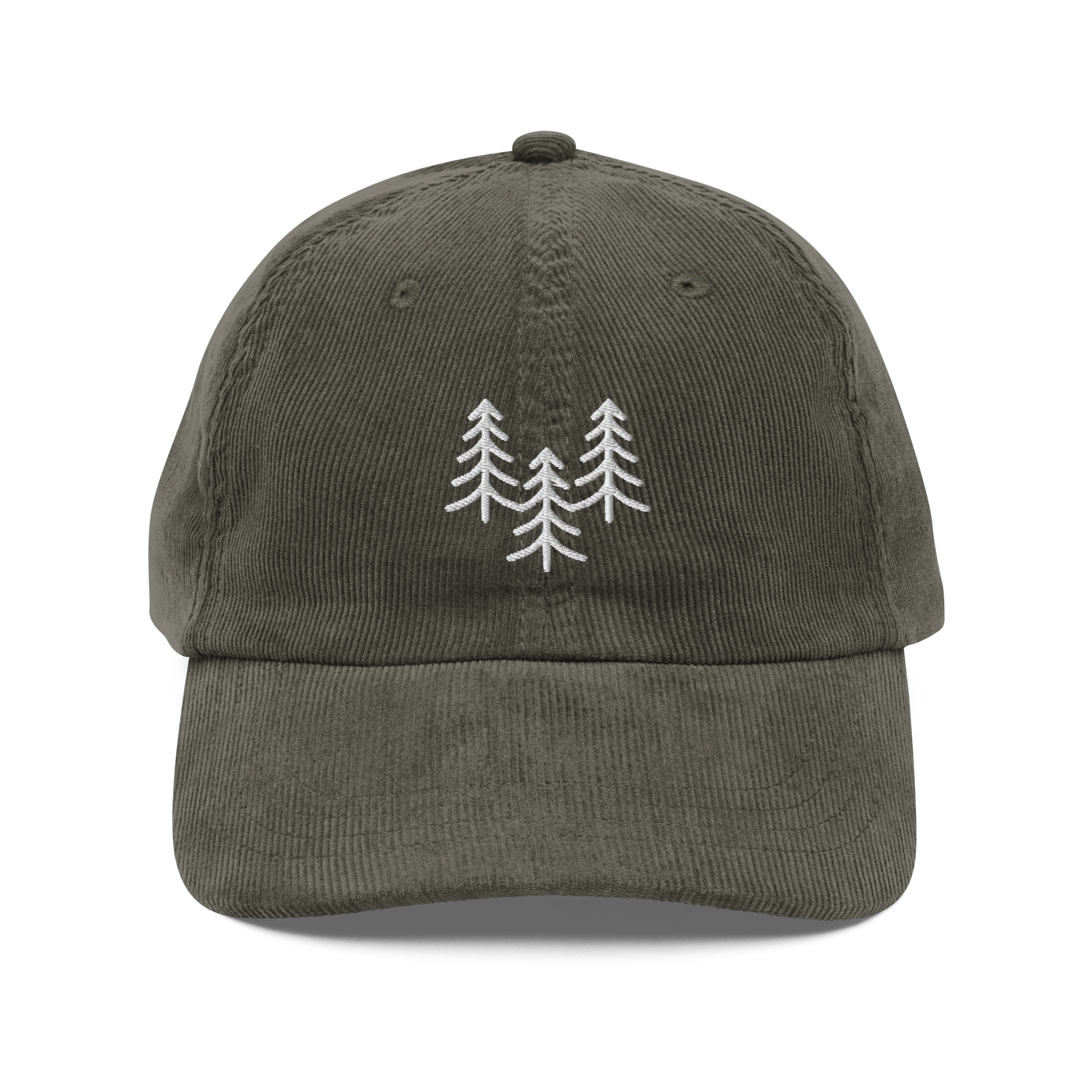 Vintage Corduroy Cap | Embroidered Pine Tree Trio - Heartland Stitch