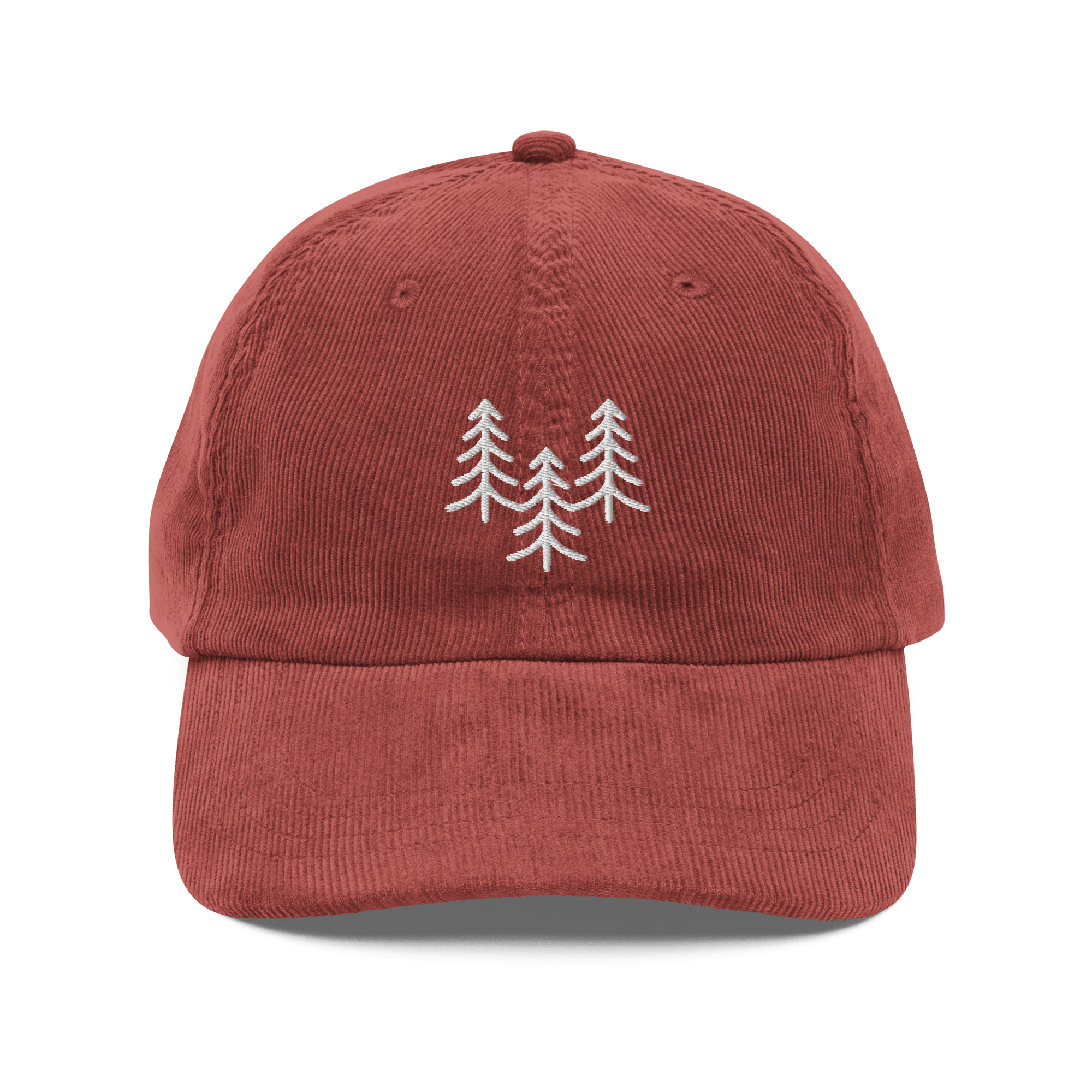 Vintage Corduroy Cap | Embroidered Pine Tree Trio - Heartland Stitch