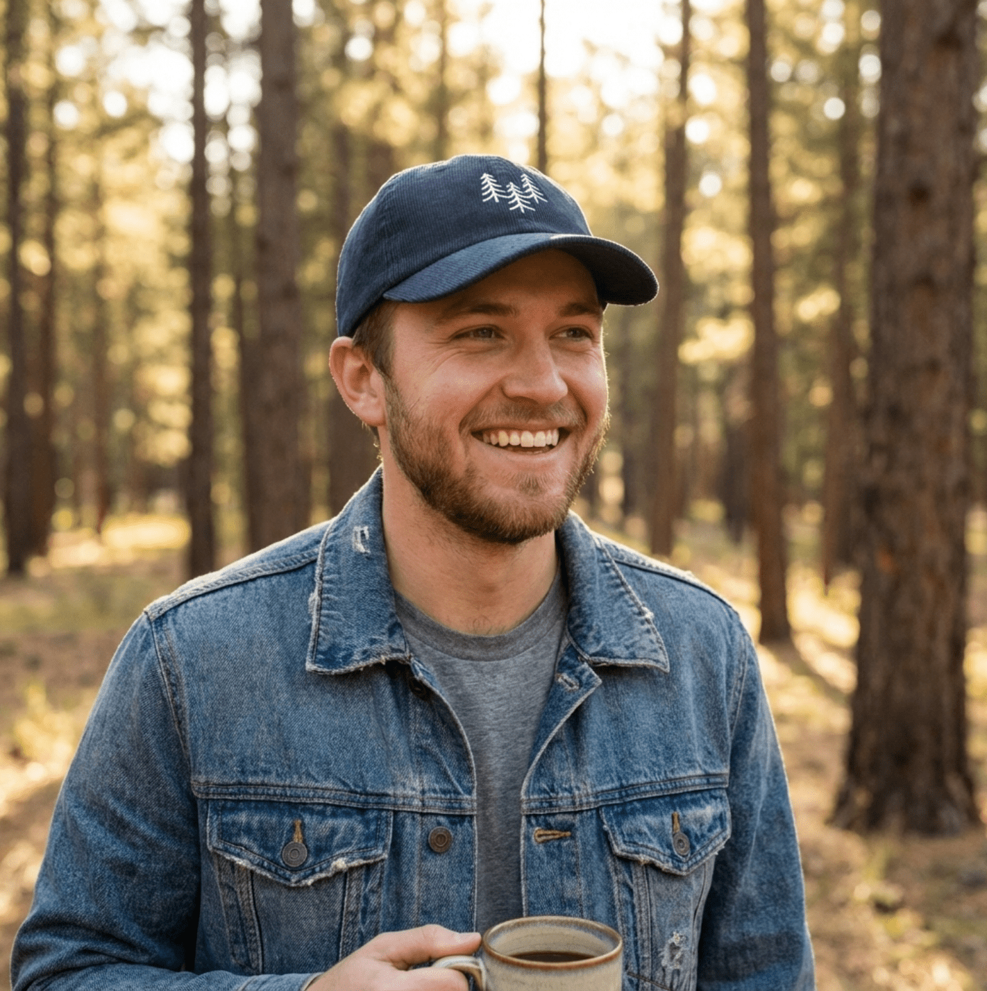 Vintage Corduroy Cap | Embroidered Pine Tree Trio - Heartland Stitch