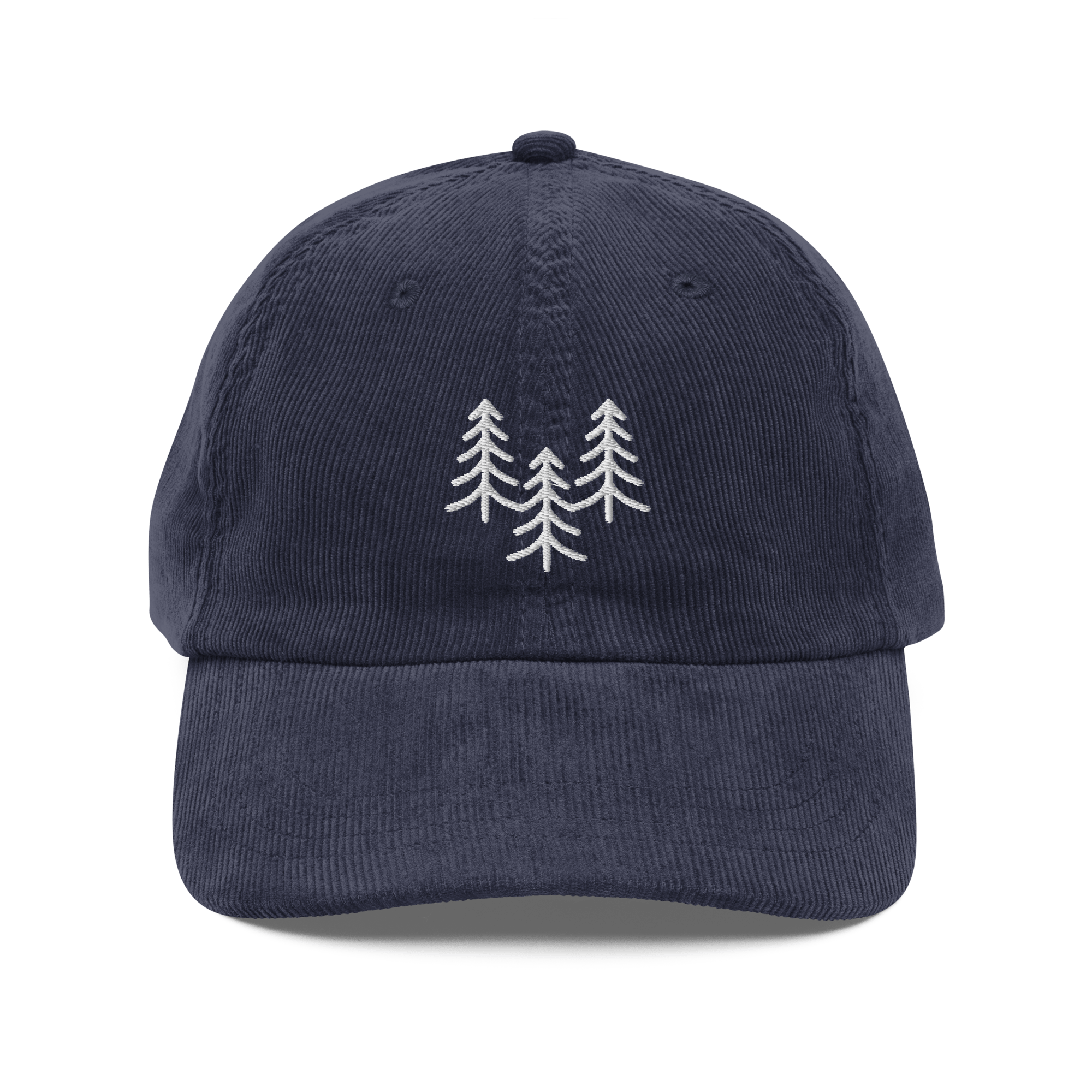 Vintage Corduroy Cap | Embroidered Pine Tree Trio - Heartland Stitch