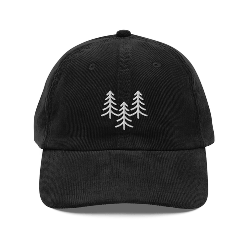 Vintage Corduroy Cap | Embroidered Pine Tree Trio - Heartland Stitch