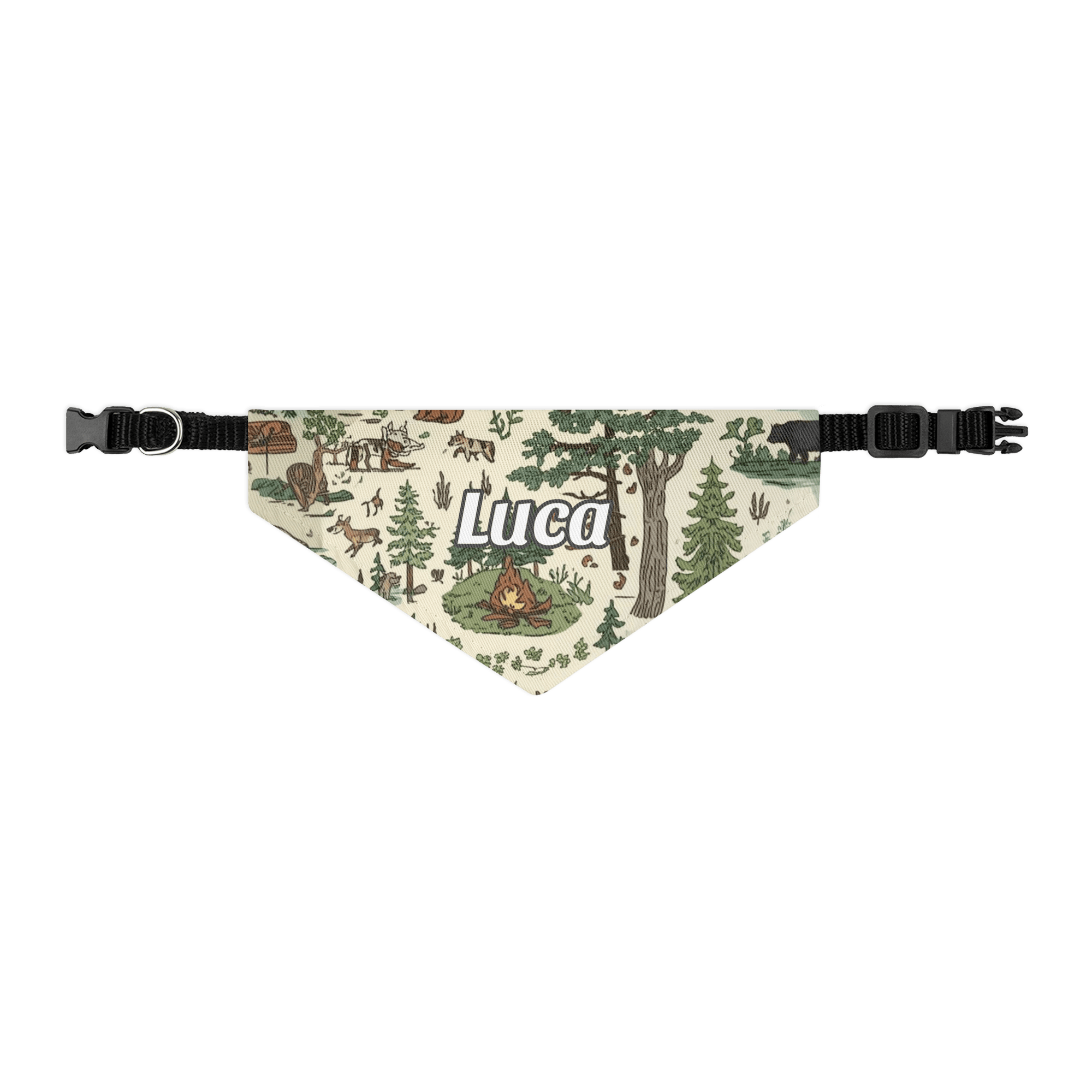 Wilderness Wayfarer Personalized Pet Bandana with Built - in Adjustable Collar - Heartland Stitch
