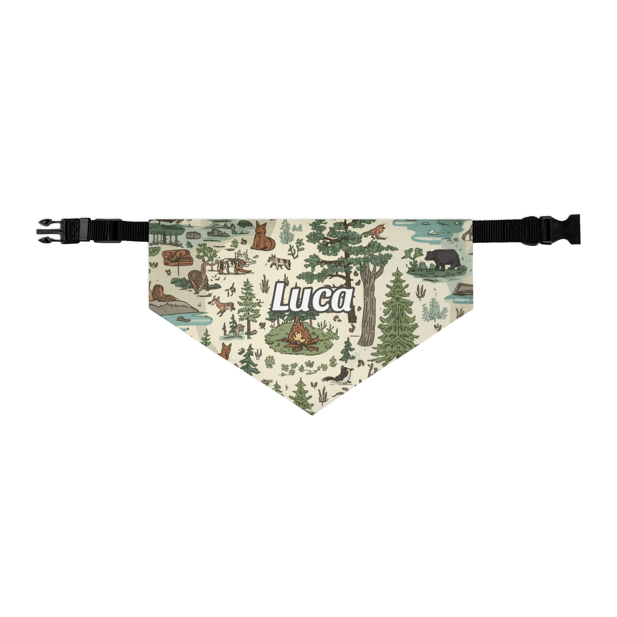 Wilderness Wayfarer Personalized Pet Bandana with Built - in Adjustable Collar - Heartland Stitch